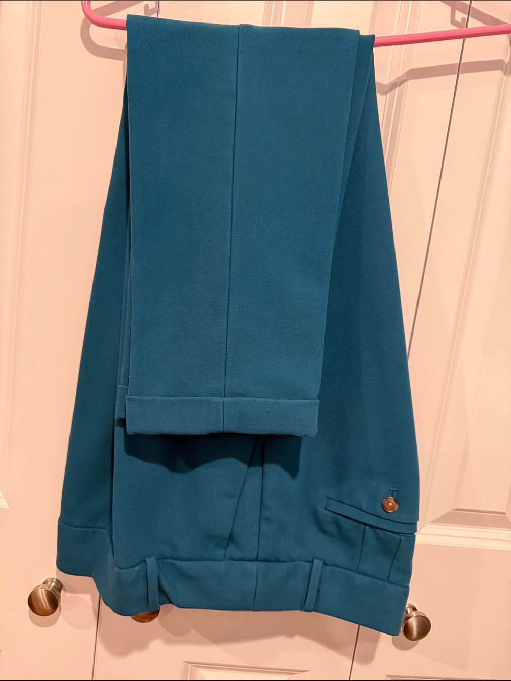 LOFT Teal Curvy Slim Trousers